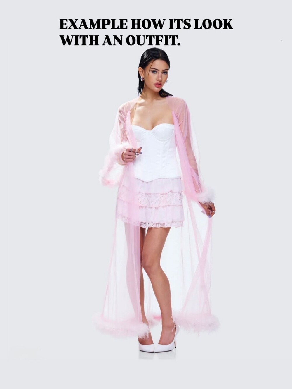Finesse Maris Pink Feather Trim Robe/new with tab/MSRP $68